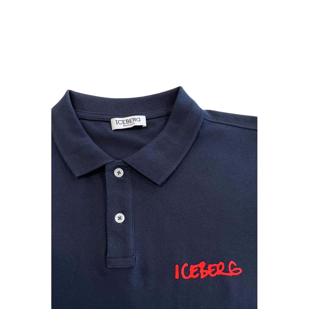 Iceberg Blue Cotton Men Polo Shirt Iceberg
