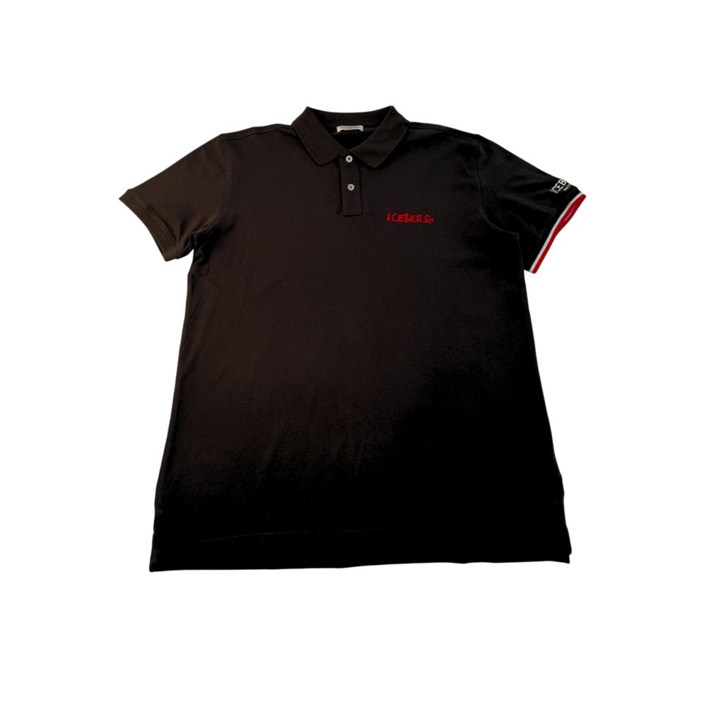 Iceberg Black Cotton Men Polo Shirt Iceberg