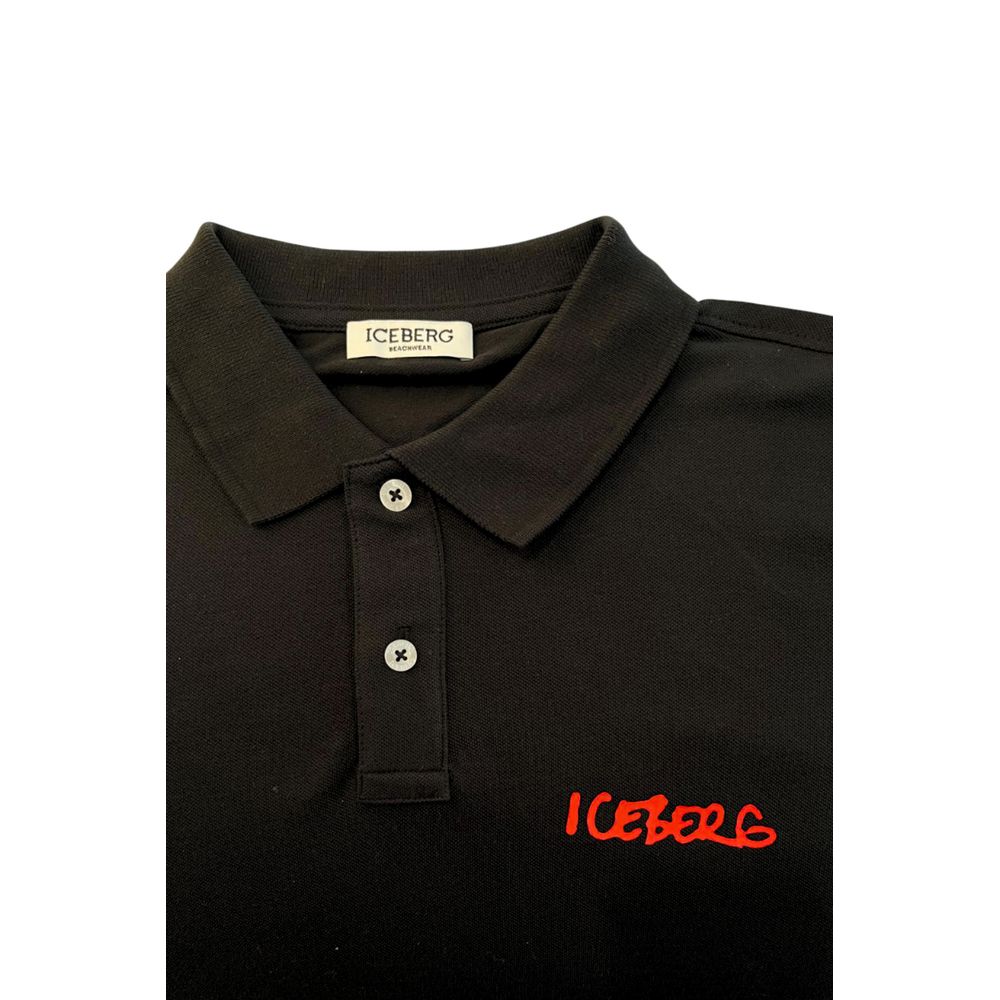 Iceberg Black Cotton Men Polo Shirt Iceberg