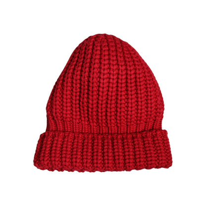 Dolce & Gabbana Red Solid Wool Knitted Winter Beanie Hat