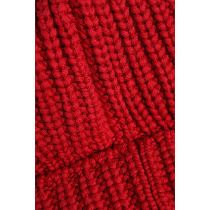 Dolce & Gabbana Red Solid Wool Knitted Winter Beanie Hat