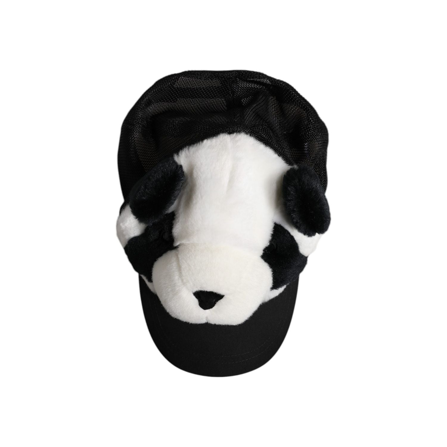 Dolce & Gabbana Black White Panda Fur Women Baseball Cap
