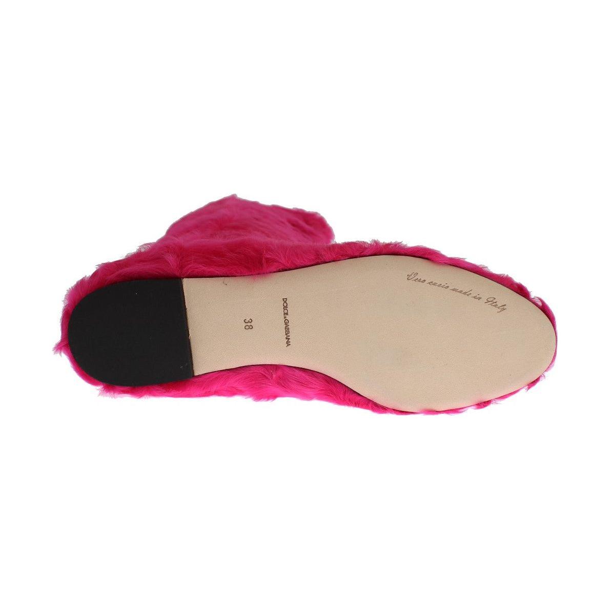 优雅粉色小羊皮毛皮靴