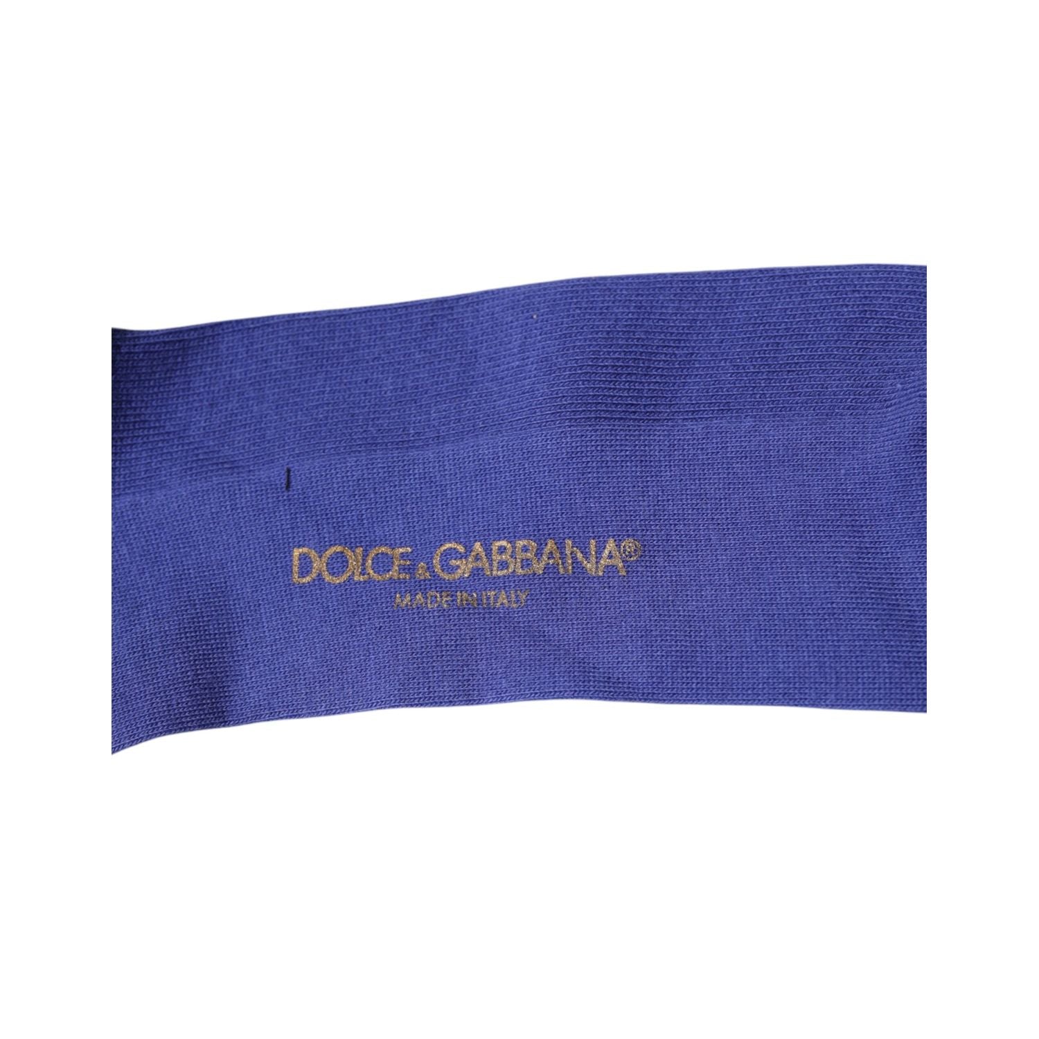 Dolce & Gabbana Purple Cotton Logo Over The Calf Socks