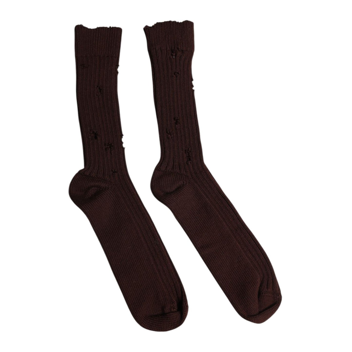 Dolce & Gabbana Brown Cotton Stretch Over The Calf Socks