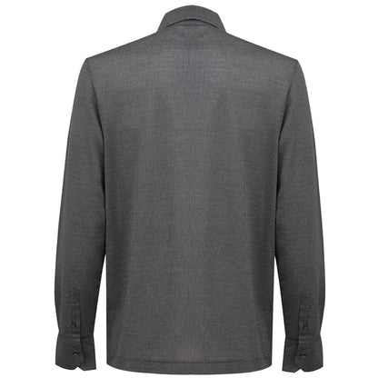 Canali Gray Cotton Pattern Shirt Canali