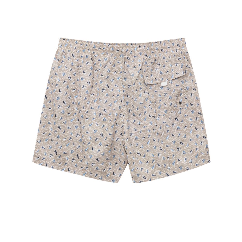 Canali Beige Polyester Swim Shorts Canali