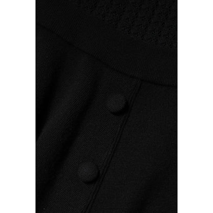 Dolce & Gabbana Black Cashmere Long Sleeves A-line Midi Dress