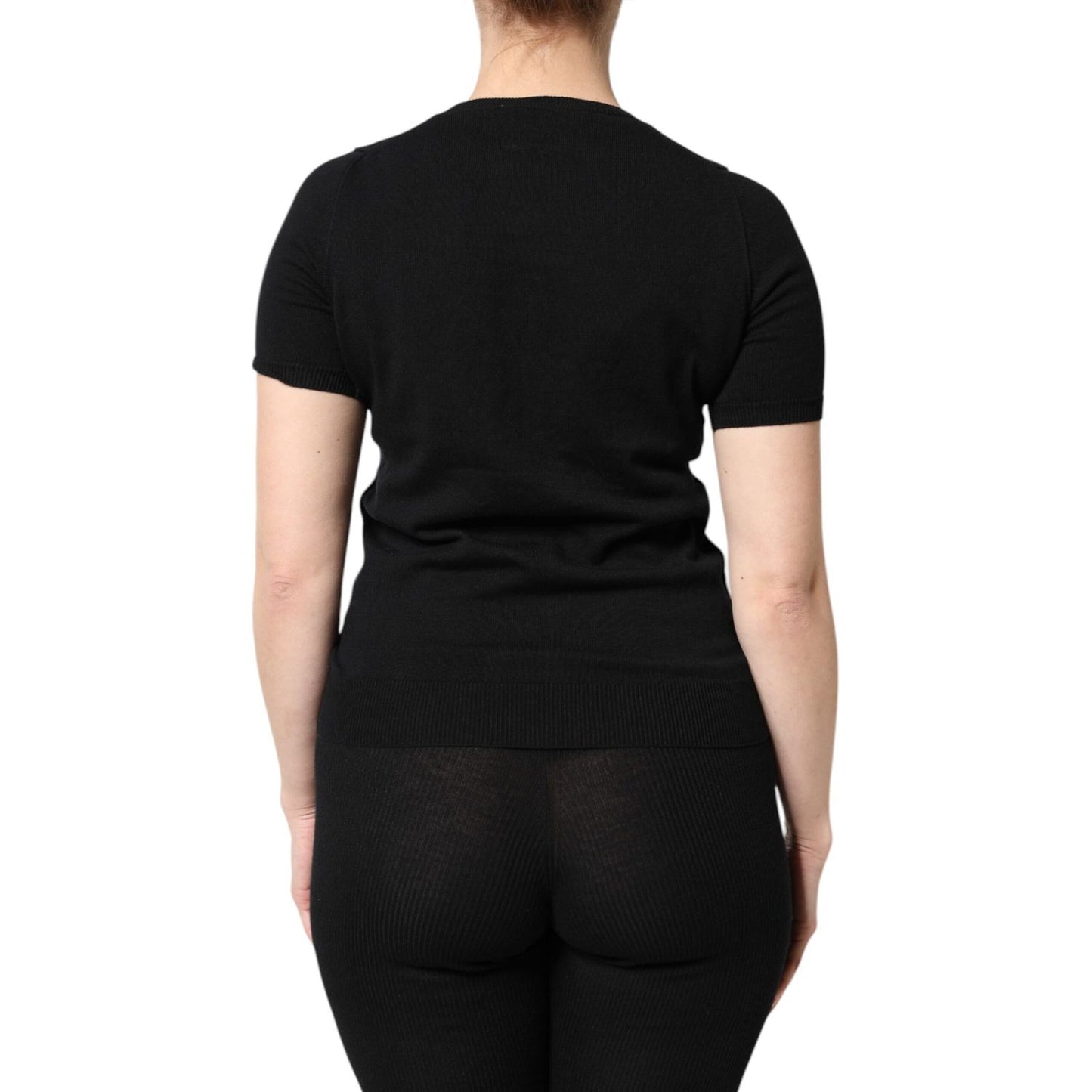 Dolce & Gabbana Black Cotton Round Neck Short Sleeve T-shirt