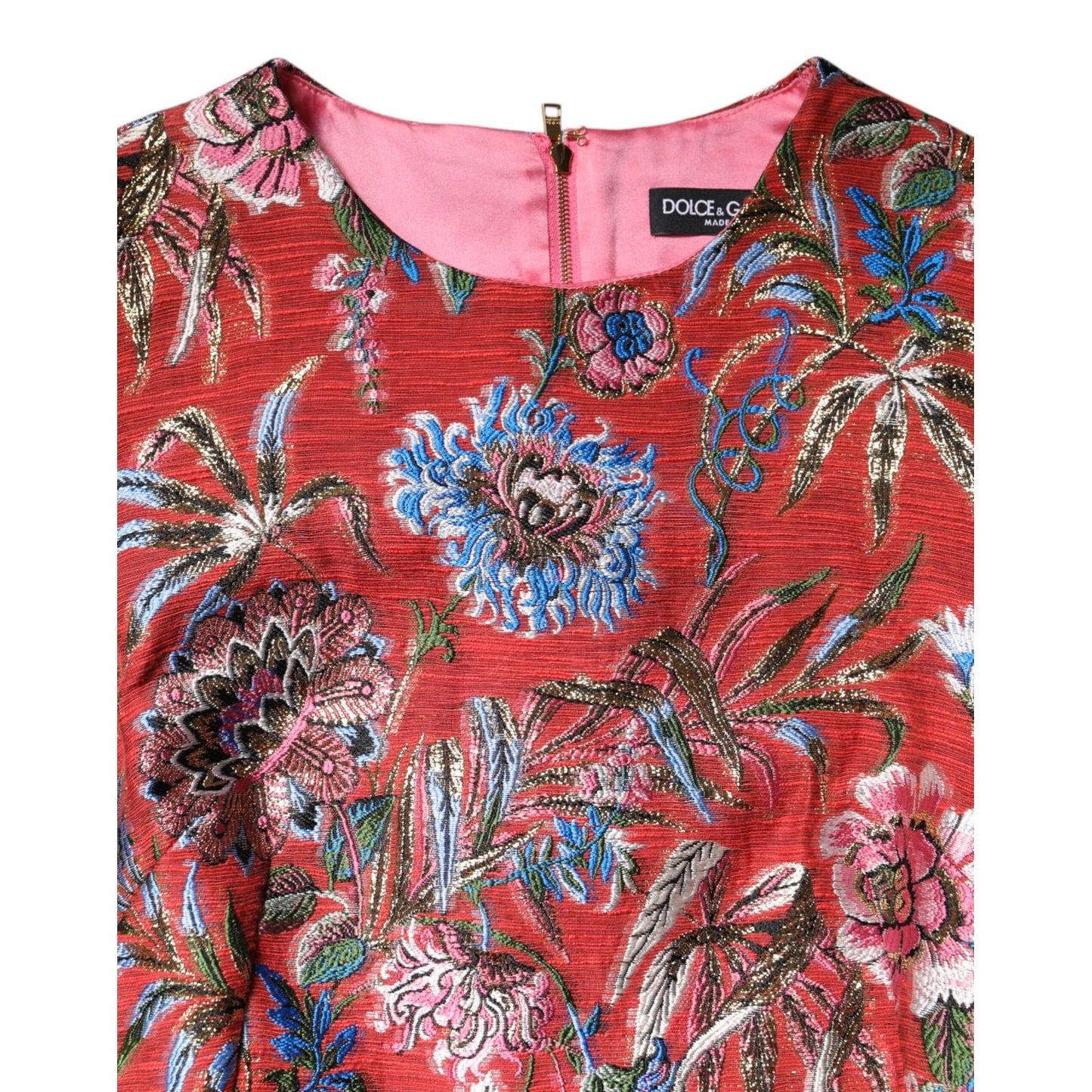 Dolce & Gabbana Red Floral Jacquard A-line Mini Dress