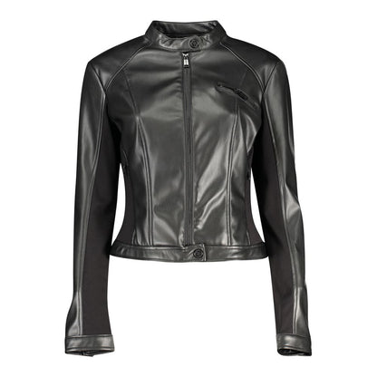 Guess Jeans Black Polyethylene Biker Jacket