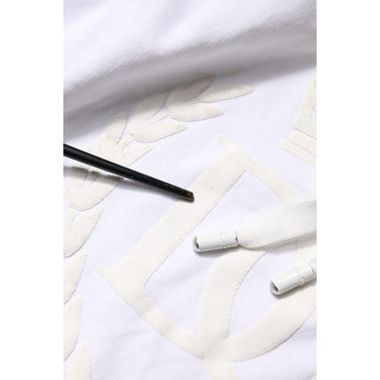 Dolce & Gabbana White Embossed Logo Hooded Sweatshirt Sweater