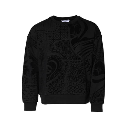 Dolce & Gabbana Black Printed Crew Neck Sweatshirt Sweater