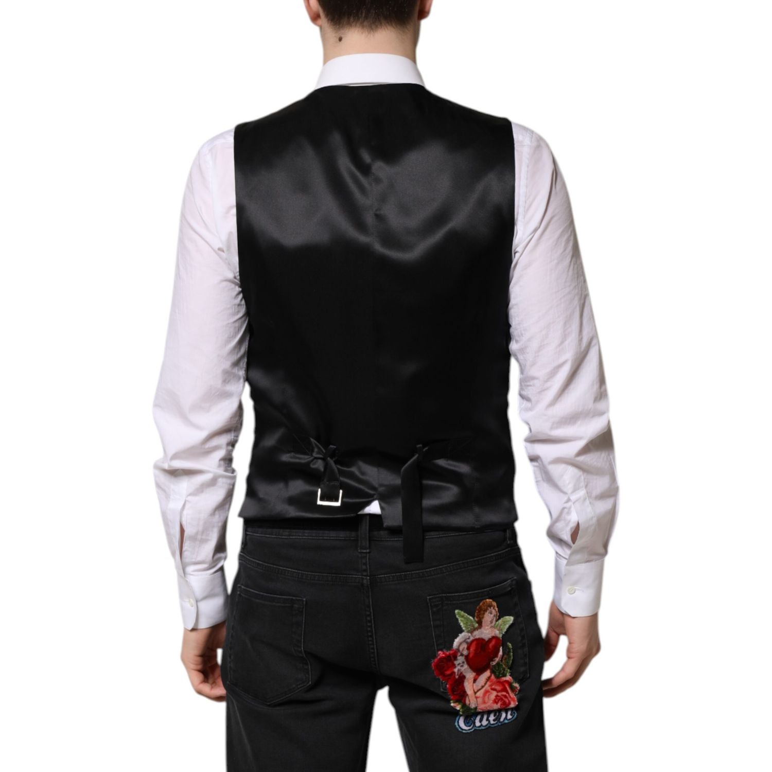 Dolce & Gabbana Red Black Stripe Dress Formal Waistcoat Vest
