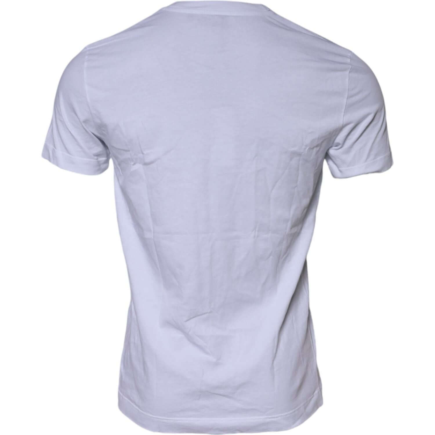 Dolce & Gabbana White Cotton Logo Patch Crew Neck T-shirt