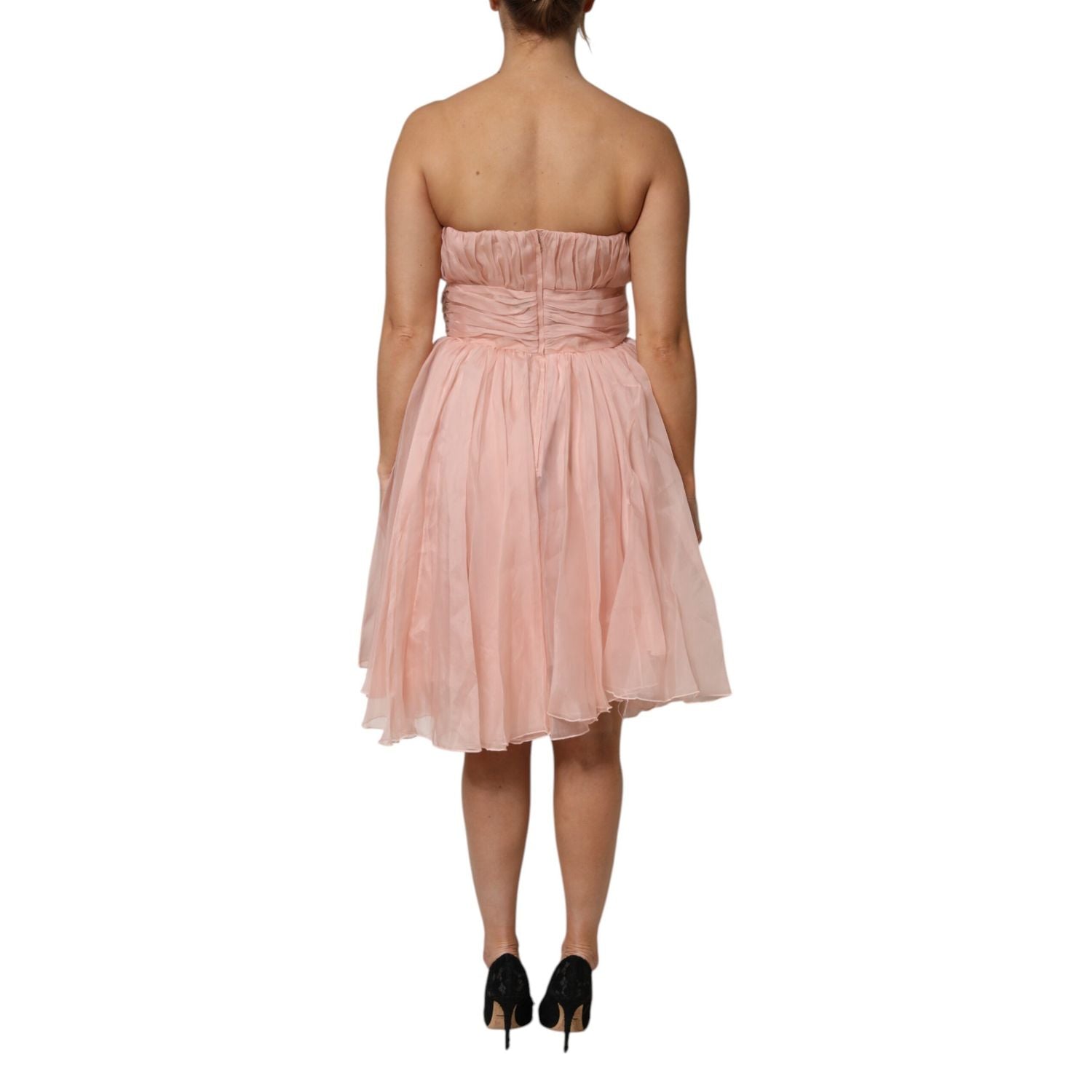 Dolce & Gabbana Pink Silk Chiffon A-line Pleated Midi Dress