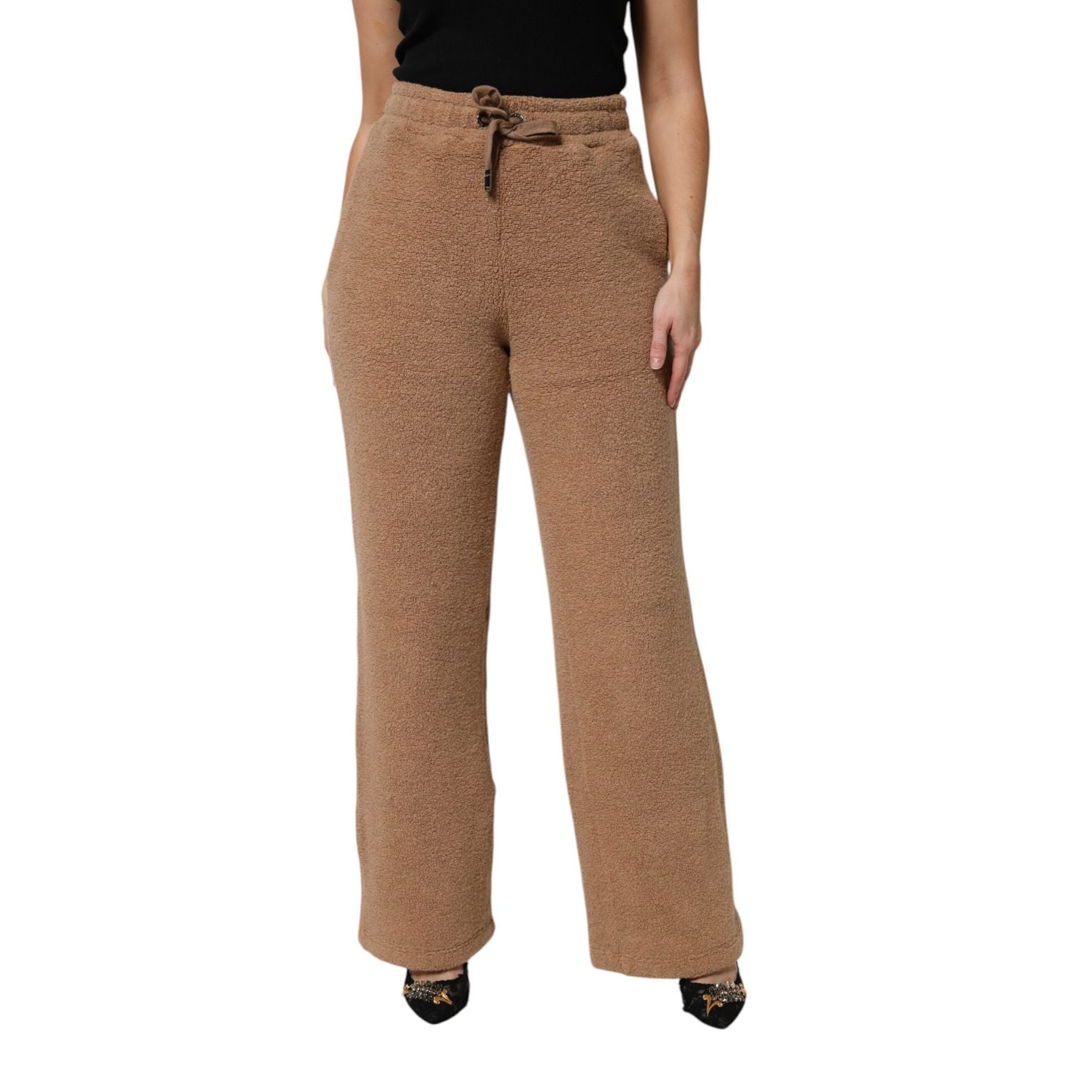 Dolce & Gabbana Brown Logo Plaque Sweatpants Straight Pants