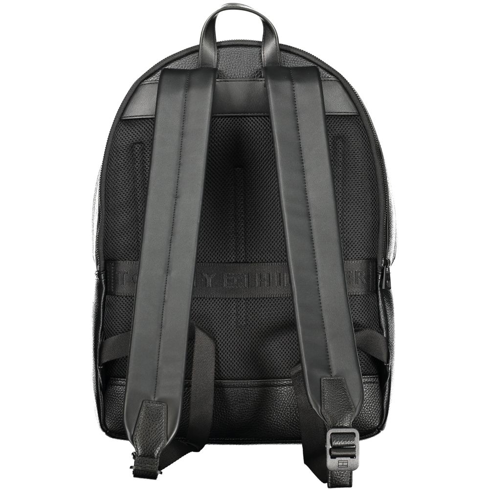 Tommy Hilfiger Black Polyurethane Men Backpack