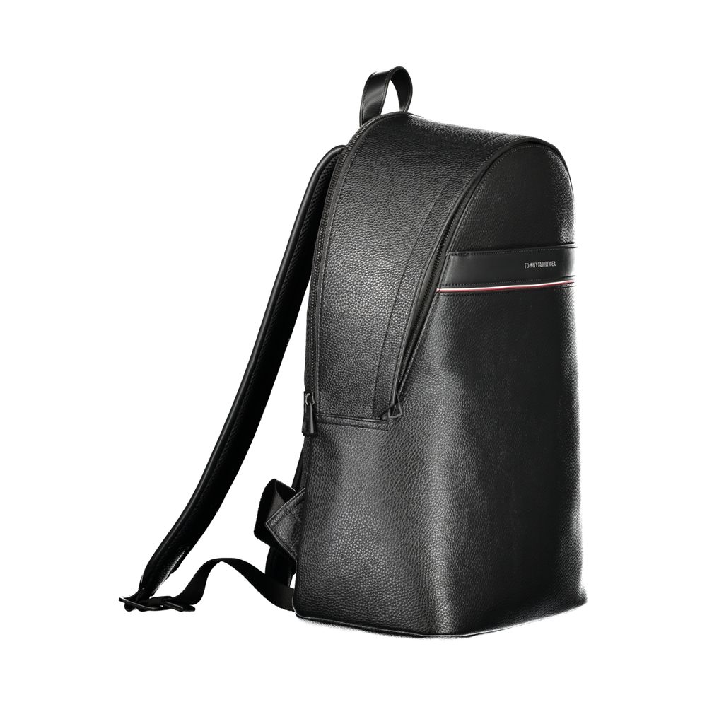 Tommy Hilfiger Black Polyurethane Men Backpack