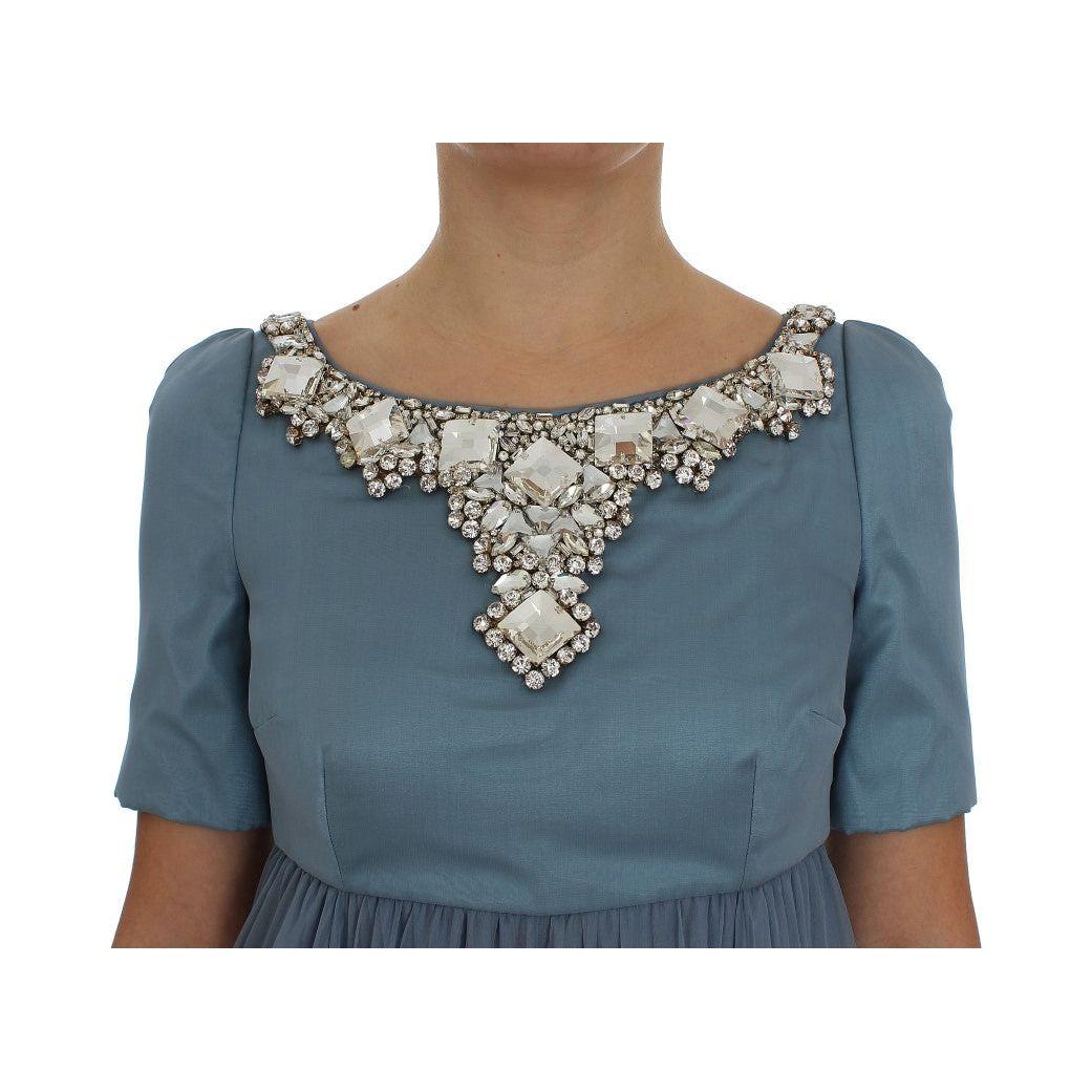 优雅水晶缀饰真丝礼服