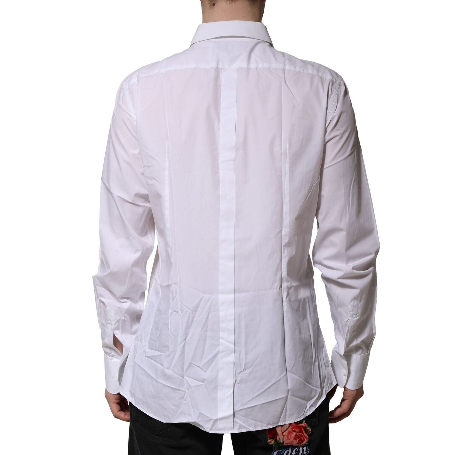 Dolce & Gabbana White Bib Cotton Poplin GOLD Formal Shirt
