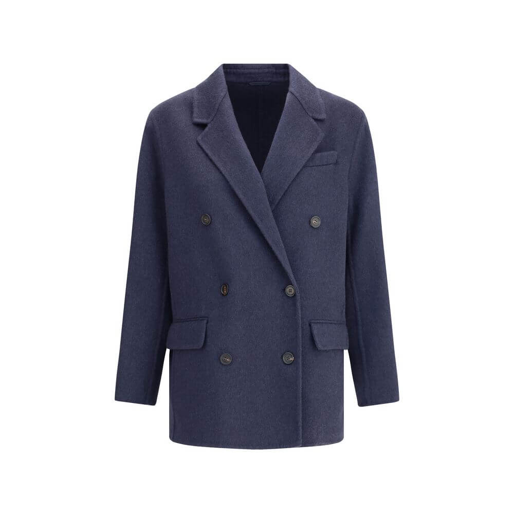 Brunello Cucinelli Blue Cashmere Coat