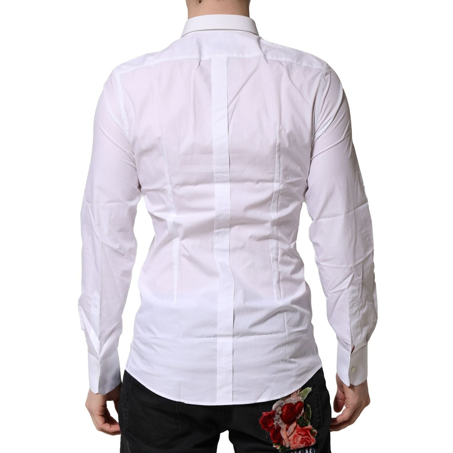 Dolce & Gabbana White Cotton GOLD Long Sleeves Formal Shirt