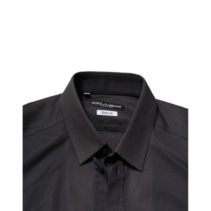 Dolce & Gabbana Blue Cotton GOLD Long Sleeves Formal Shirt
