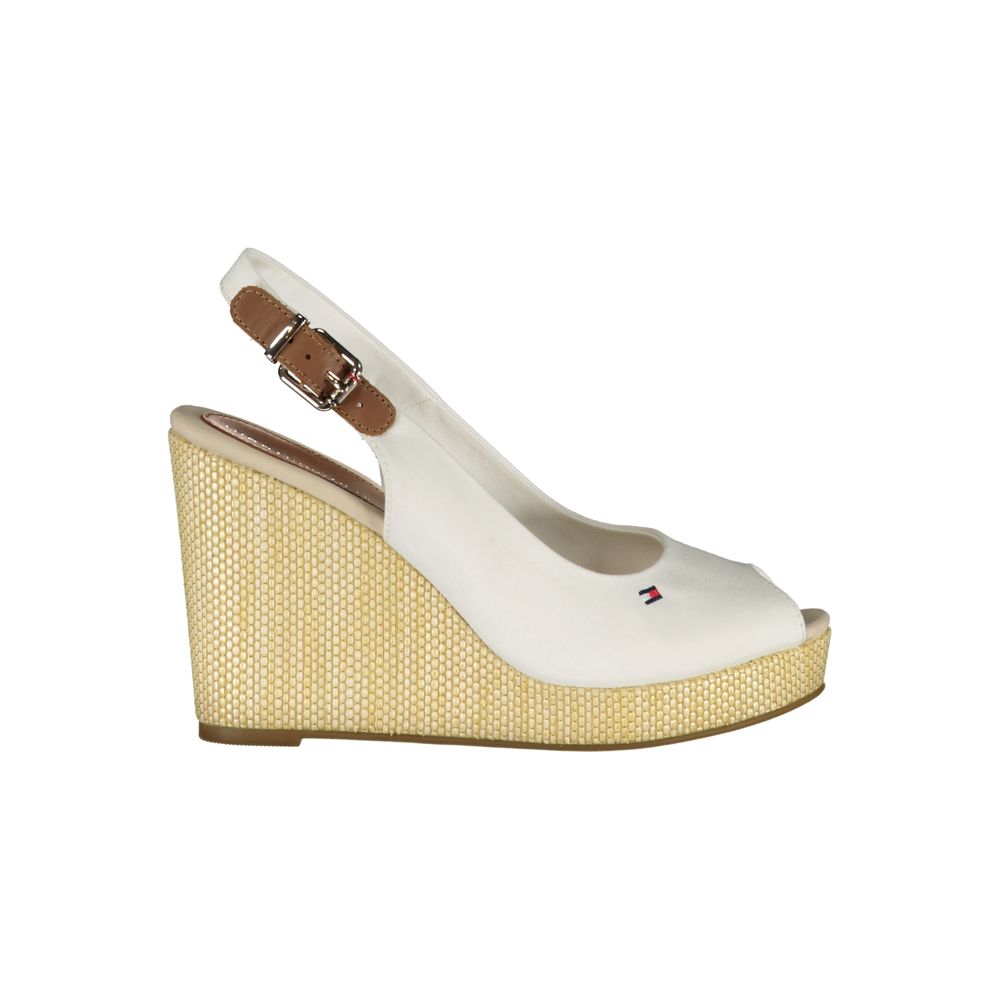 Tommy Hilfiger White Cotton Wedge Sandals
