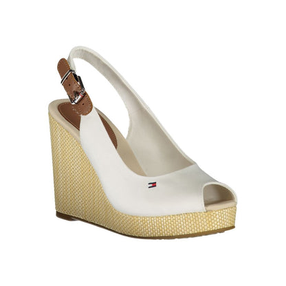 Tommy Hilfiger White Cotton Wedge Sandals