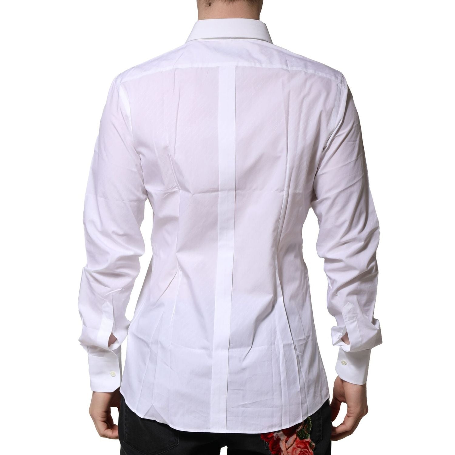 Dolce & Gabbana White Cotton Long Sleeves GOLD Formal Shirt