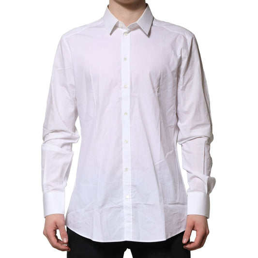 Dolce & Gabbana White Cotton GOLD Long Sleeves Formal Shirt