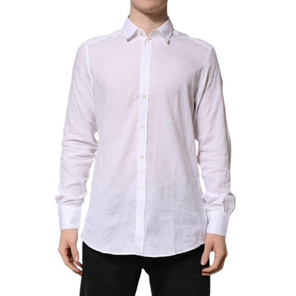 Dolce & Gabbana White Cotton Long Sleeves Collared Formal Shirt