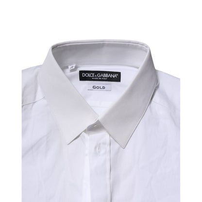 Dolce & Gabbana White GOLD Long Sleeves Dress Formal Shirt