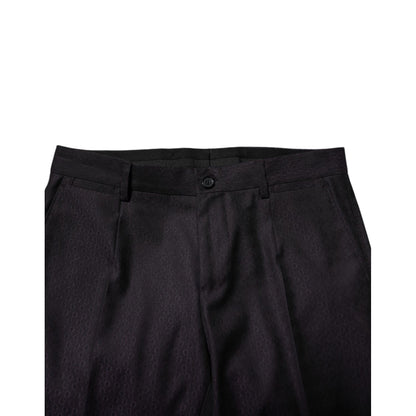 Dolce & Gabbana Black Wool Patterned Formal Pants