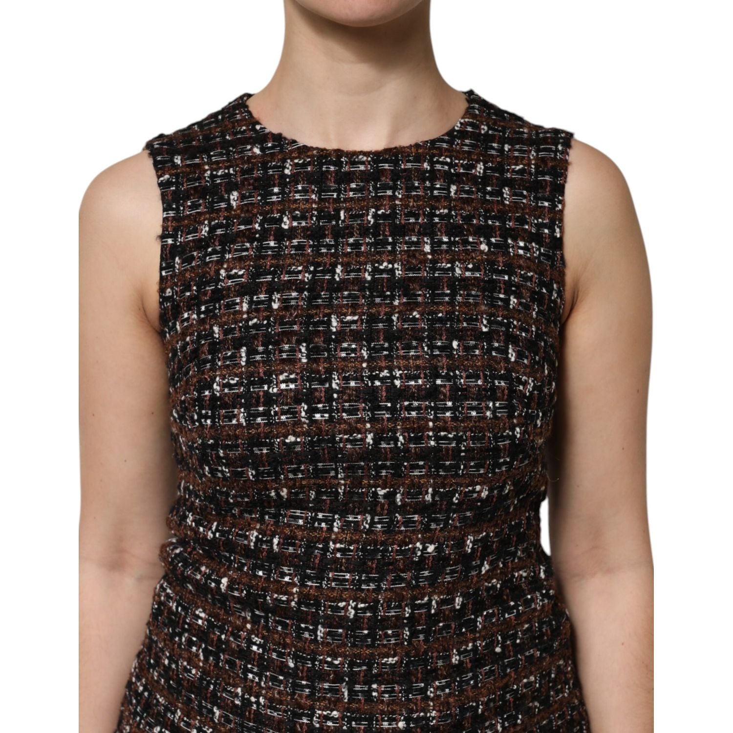 Dolce & Gabbana Multicolor Sleeveless Mini Tweed A-line Dress