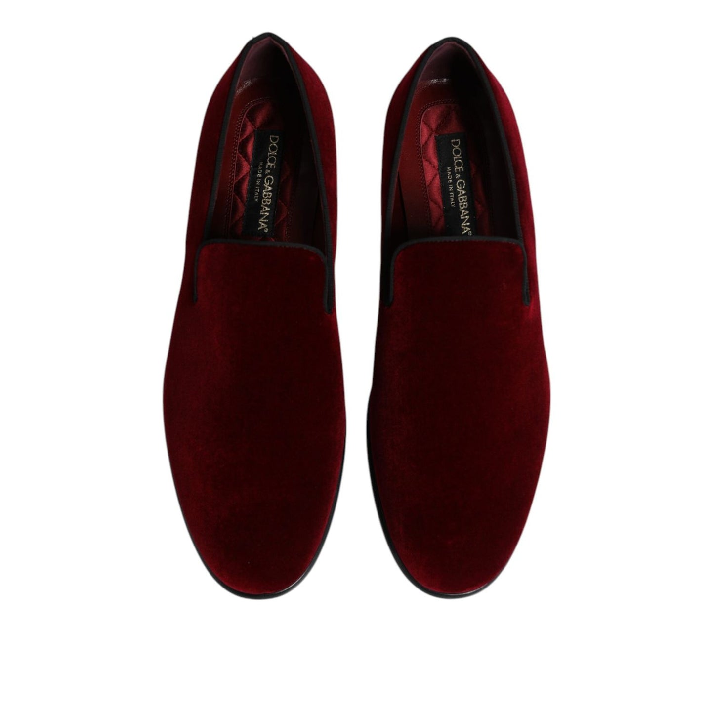 Dolce & Gabbana Red Cotton Velvet Slip On Loafers Formal Shoes
