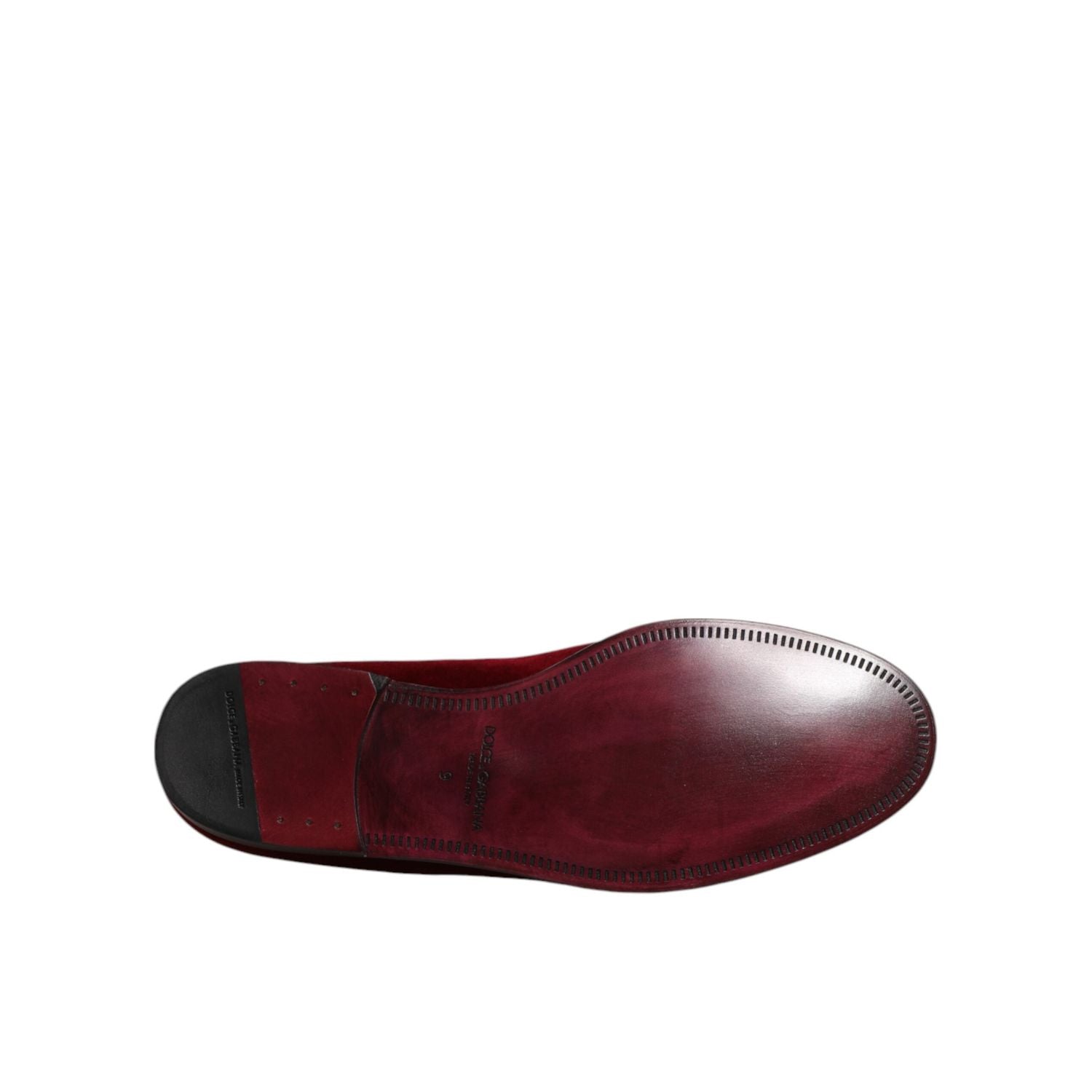 Dolce & Gabbana Red Cotton Velvet Slip On Loafers Formal Shoes