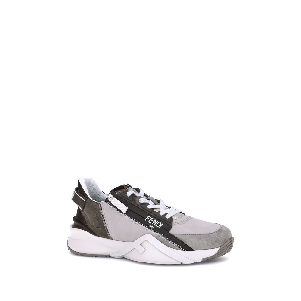 Fendi Beige Calf Leather Bos Taurus Low Top Sneakers