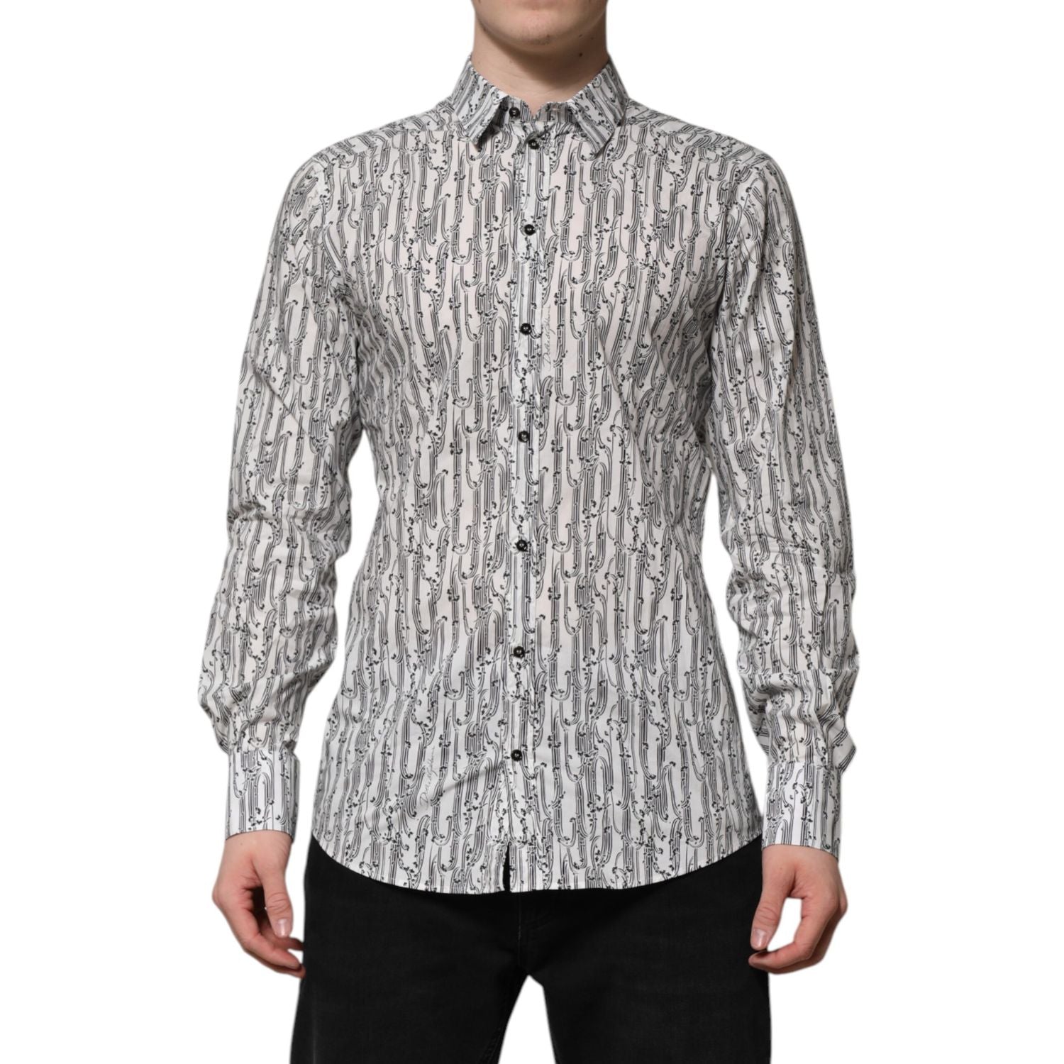 Dolce & Gabbana White Floral Print Casual Long Sleeves Shirt