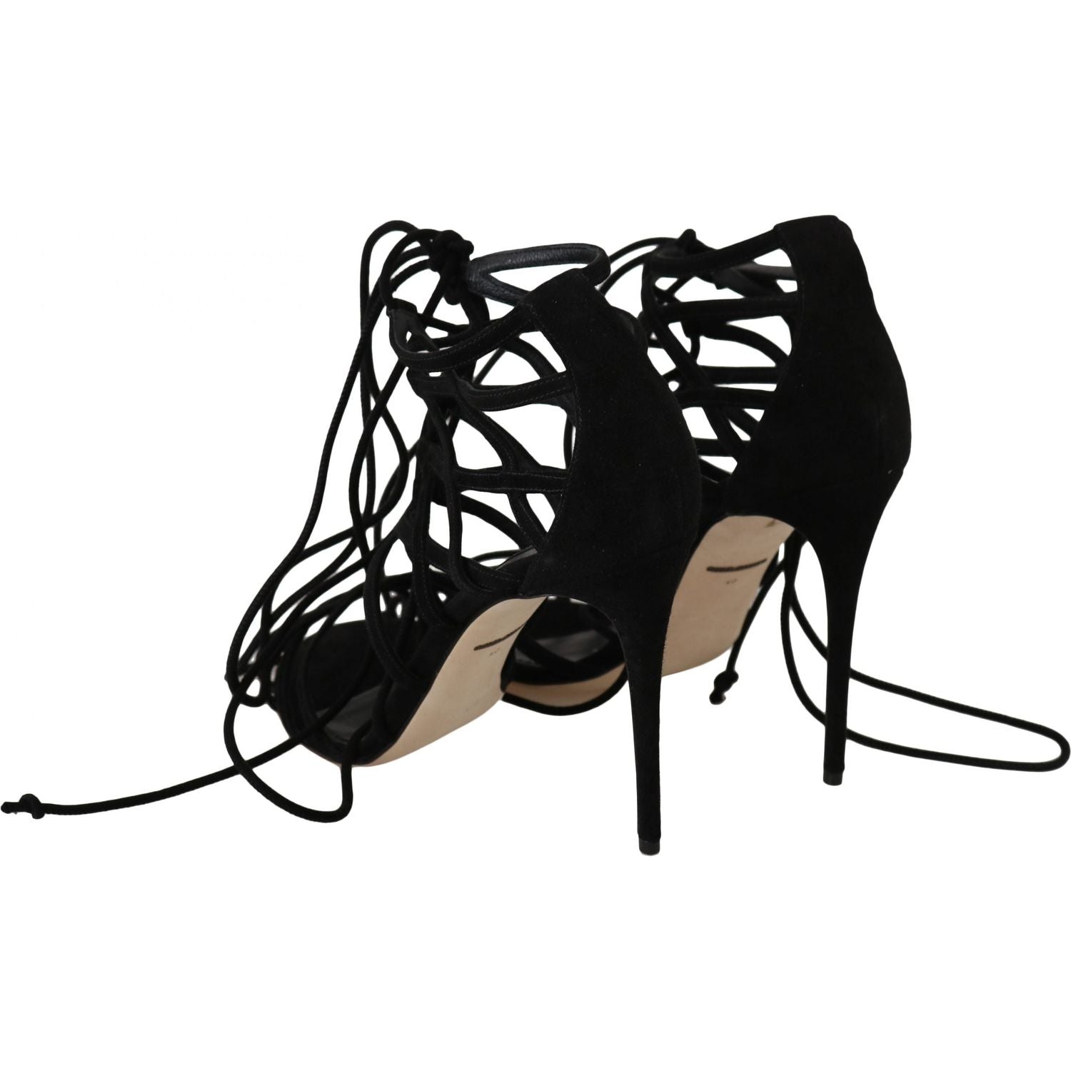 优雅黑色麂皮角斗士细高跟鞋