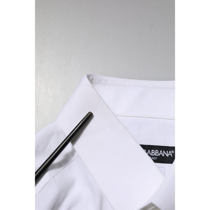 Dolce & Gabbana White Cotton MARTINI Long Sleeve Dress Shirt