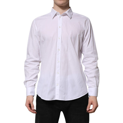 Dolce & Gabbana White Cotton STAFF Long Sleeves Dress Shirt