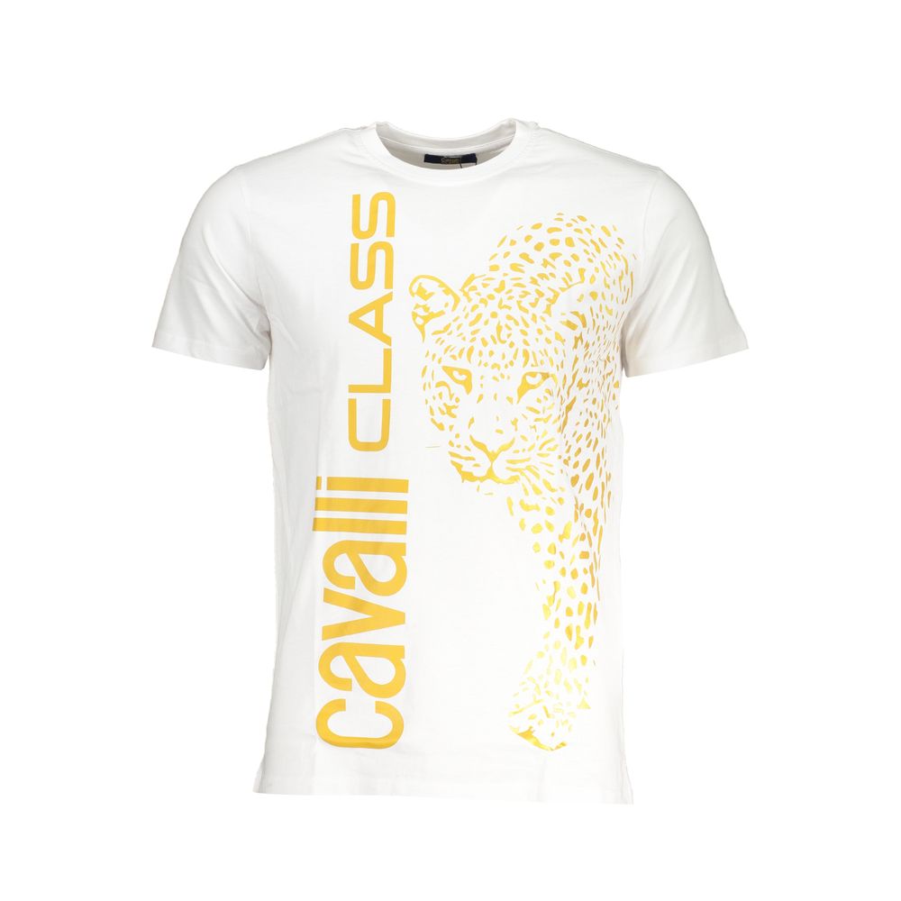 Cavalli Class Bianco Cotton Men T-Shirt