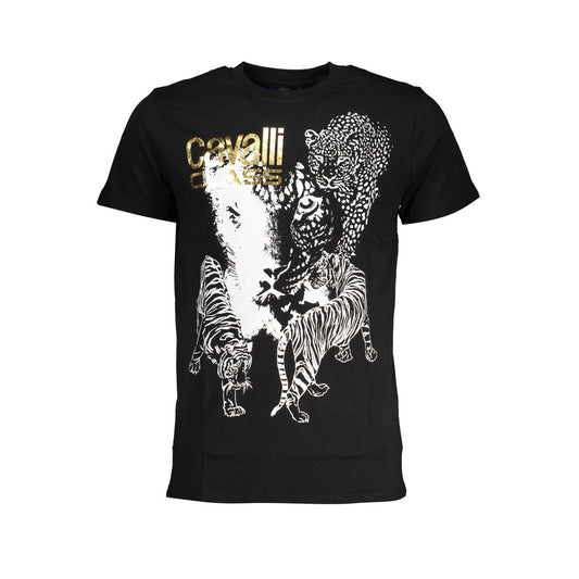 Cavalli Class Nero Cotton Men T-Shirt