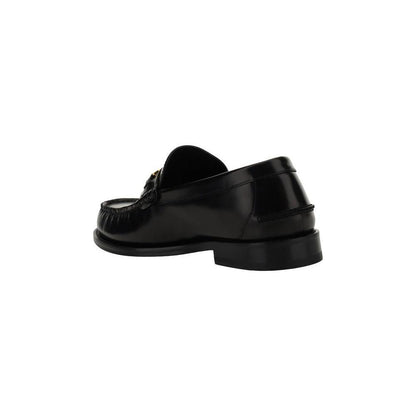 Versace Black Calf Leather Bos Taurus Slip-On Loafers Versace