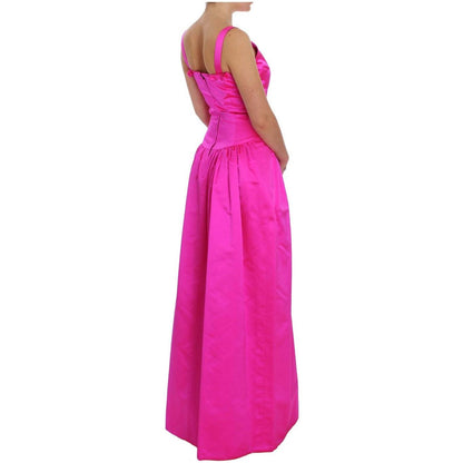 Dolce & Gabbana Pink Silk Long Sheath Ball Gown Dress