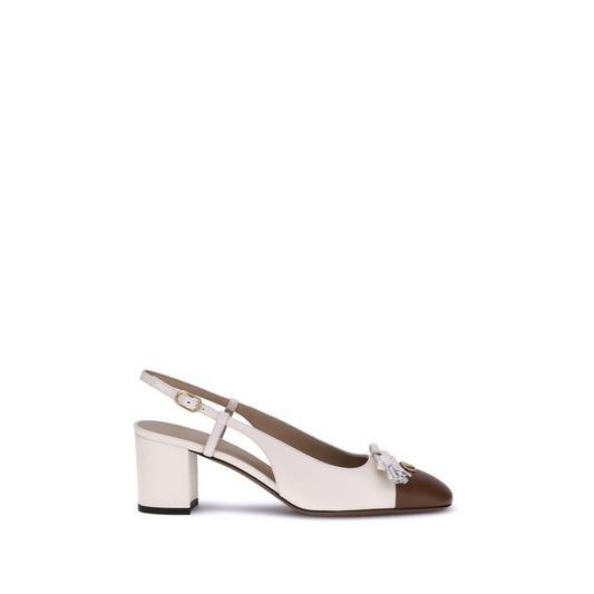 Valentino Garavani White Calf Leather Bos Taurus Mid Heel Pumps
