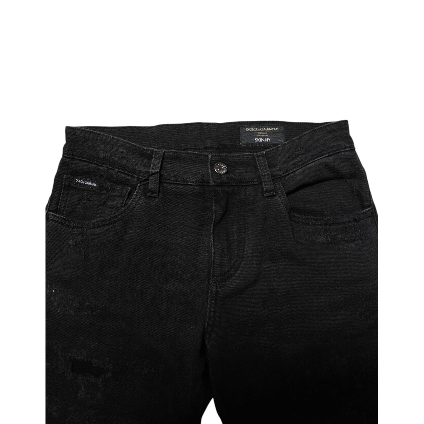 Dolce & Gabbana Black Cotton Skinny Men Denim Jeans