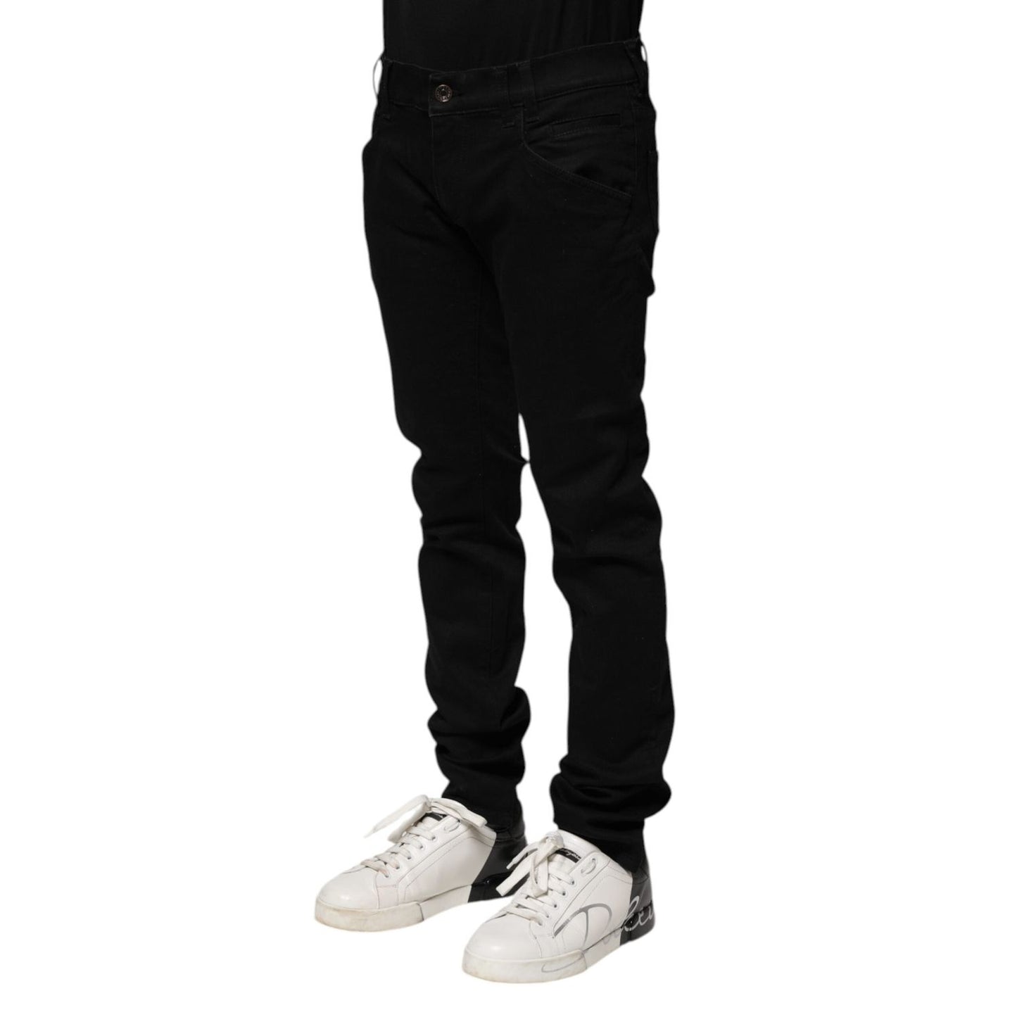 Dolce & Gabbana Black Cotton Skinny Men Denim Jeans
